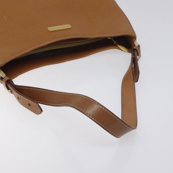 BURBERRY Shoulder Bag Leather Brown Gold Auth ep9447
